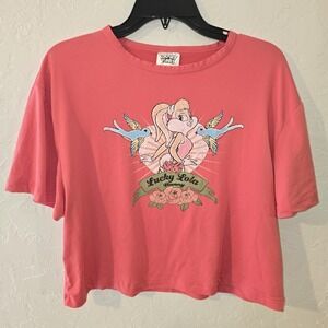 Looney Tunes Lucky Lola Bunny Adult T-shirt PINK Dice Size Medium M Crop Top